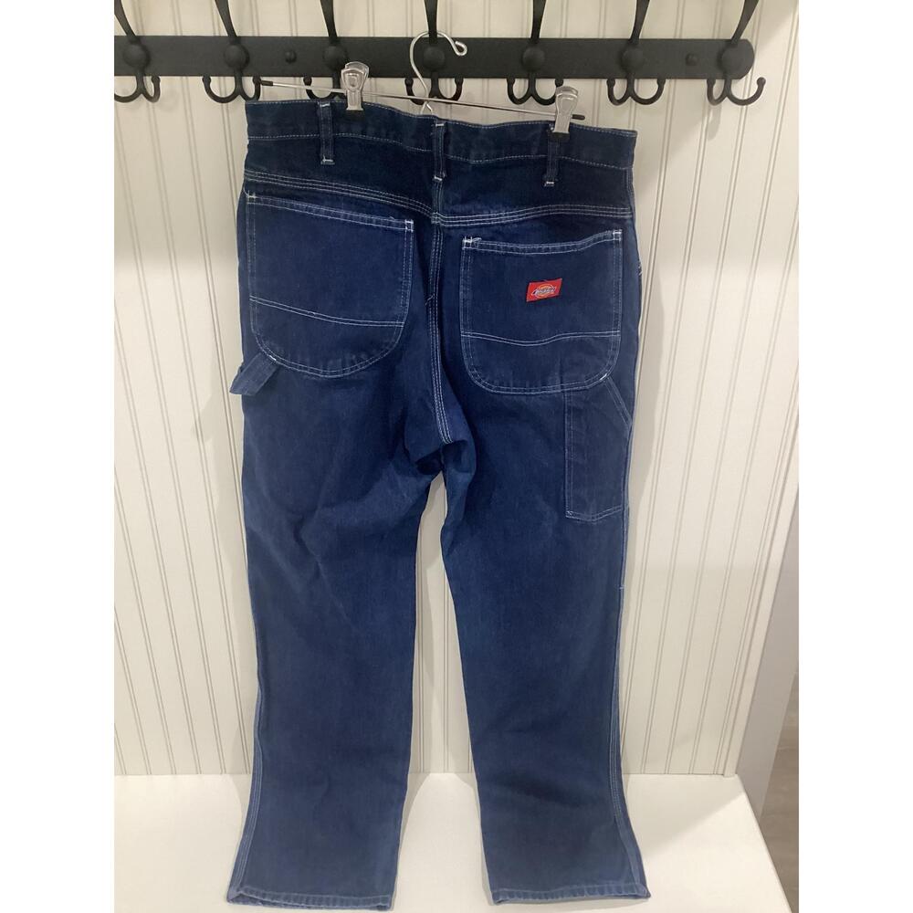 Dickies Blue Mens Dark Wash Zip Fly Carpenter Jeans 32X34 - Picture 2 of 10